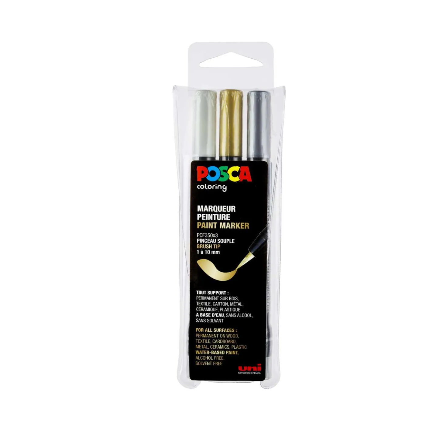 Uni Posca -PCF-350, Set da 3 Brush Marker