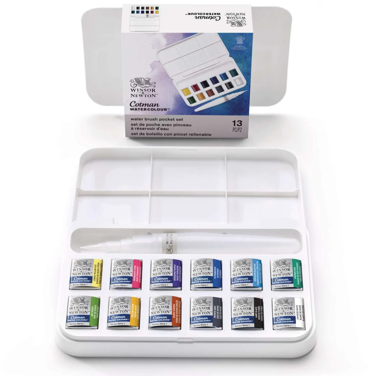 Winsor & Newton - Cotman Watercolours, Set di acquerelli + pennello con serbatoio