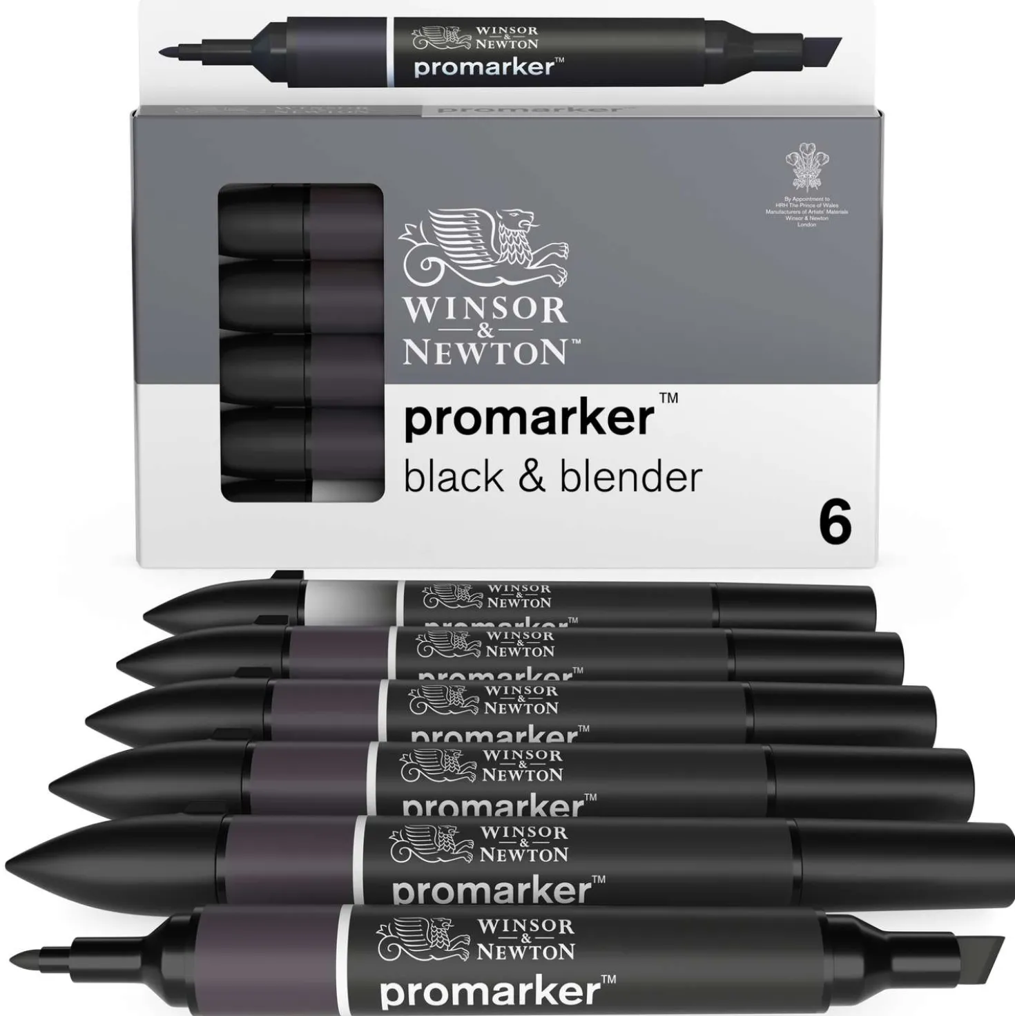 Winsor & Newton - Promarker, Set da 6, Black + blender